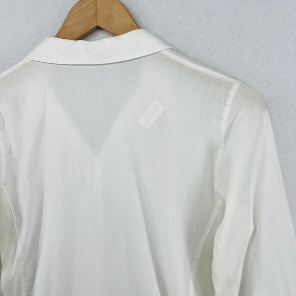 EILEEN FISHER Top S Cotton Woven Jersey Panels Shirt Button Up Long Sleeve White - Picture 7 of 13